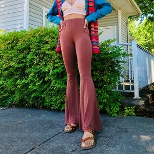High-waisted Brown Flare Pants